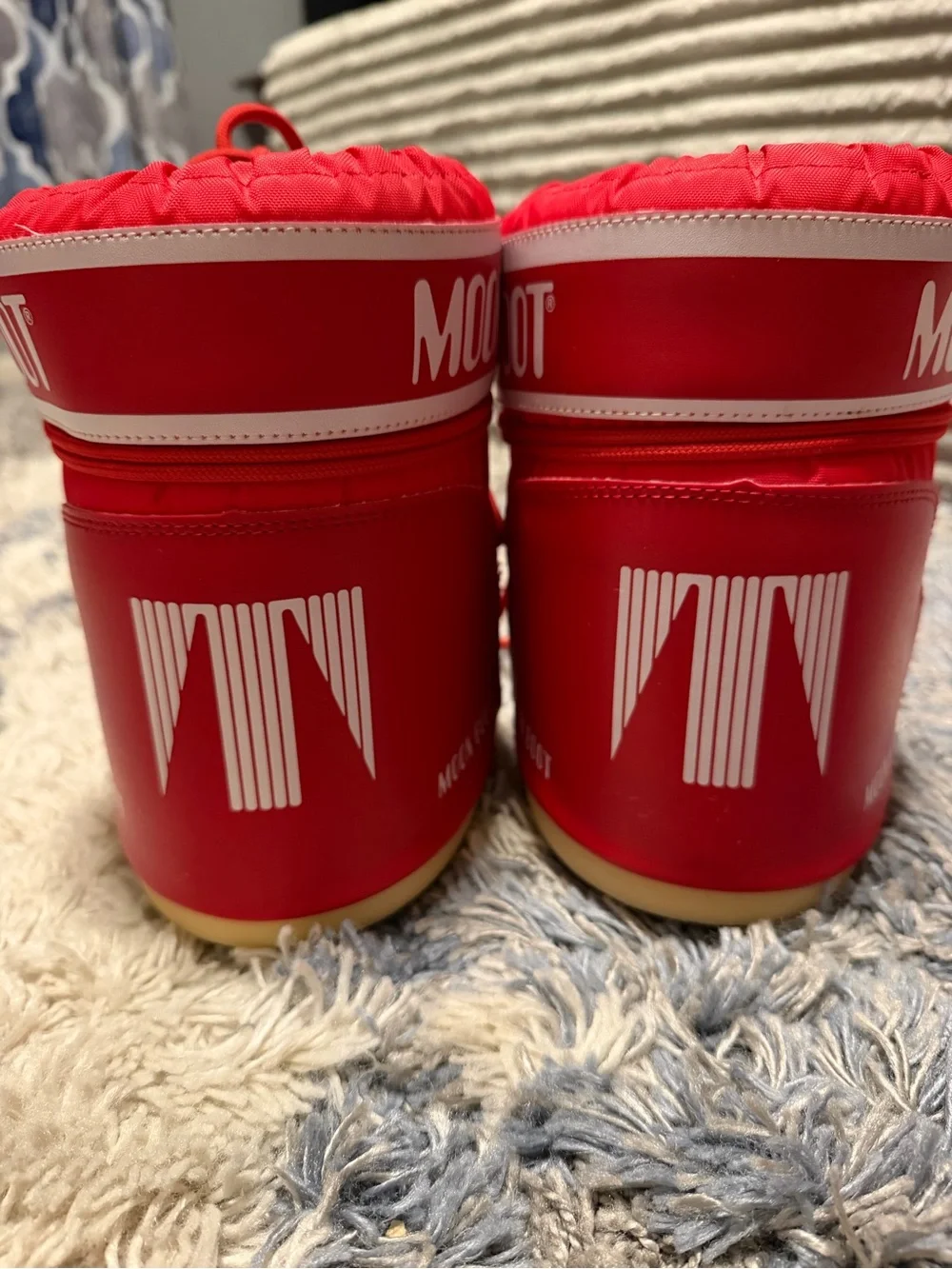 Moon Boot Red Nylon Lace-Up Snow Boots